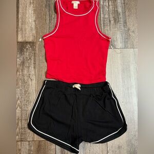 Bozzolo Red Tank and Black Shorts Sleep or Lounge Set
